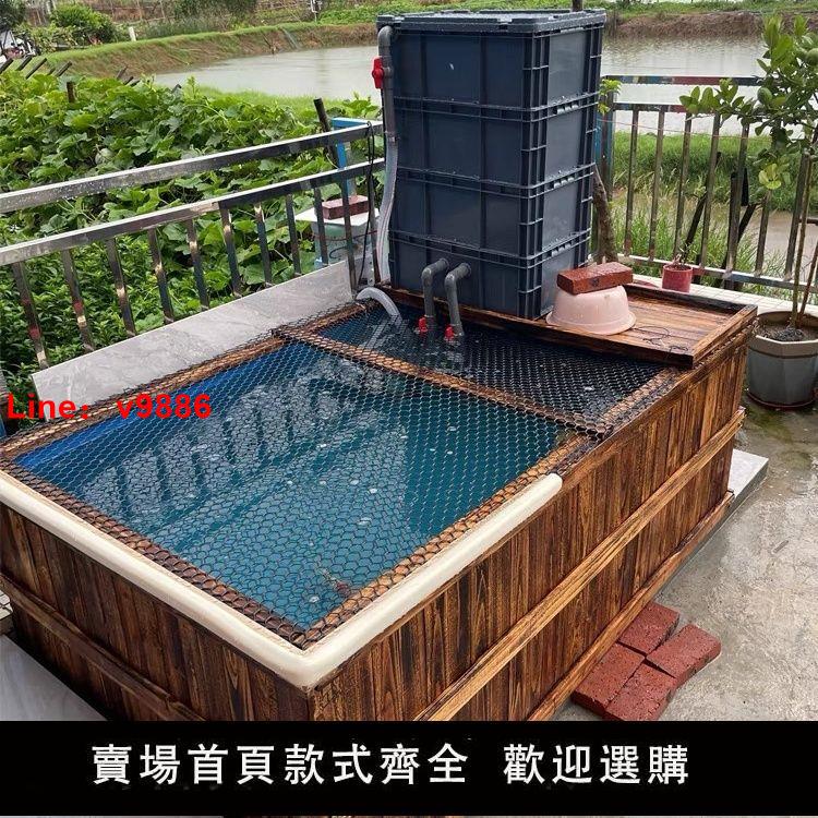 【臺灣公司 超低價】防腐實木帆布防水布魚池錦鯉專用地缸箱戶外陽臺游泳移動造景花箱