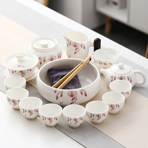 輕奢羊脂玉高檔功夫茶具家用客廳喝茶器中式陶瓷泡茶套裝蓋碗壺杯