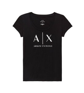 美國百分百【Armani Exchange】T恤 AX 短袖 logo 上衣 T-shirt 黑色 女XS S M號 G064