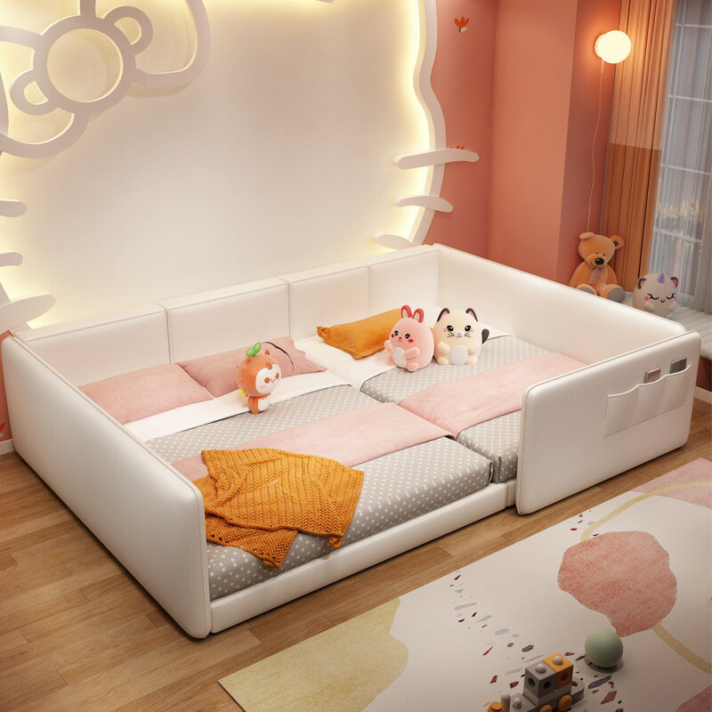 優樂悅~親子床二胎家庭床現代簡約一家多口超大床拼接床多功能雙人布藝床