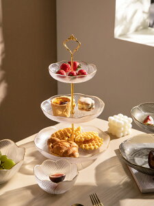 半房多層零食果盤玻璃下午茶點心甜品臺展示架輕奢家用客廳蛋糕盤