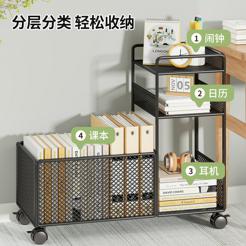 書架家用書本書包收納櫃可移動兒童繪本玩具帶輪小推車落地置物架ws7251