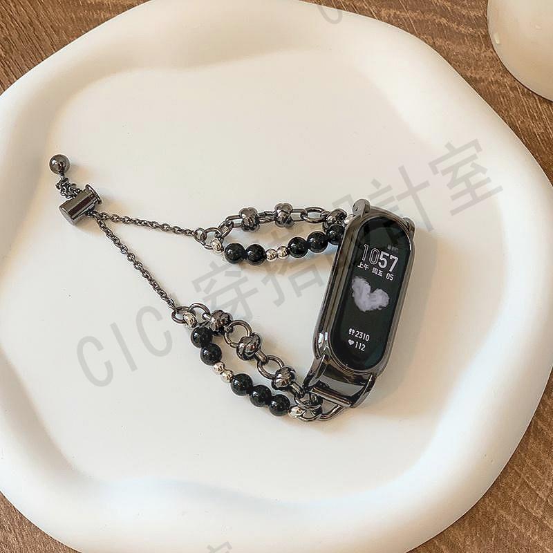 XIAOMI MI 時尚手鍊鏈帶適用於小米 Mi Band 5 6 7 8 智能手錶錶帶 Wirtsband Miban【亞德機械五金家居】 2