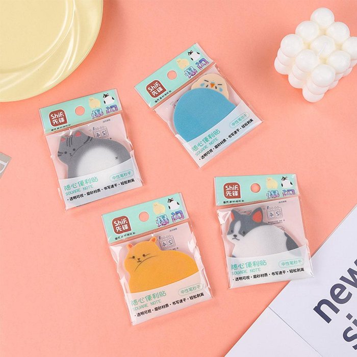 【現貨】便利貼 便條紙 造型便利貼 N次貼 動物造型 爆閃磨砂透明貼 留言 備忘錄 辦公室 文具 筆記 興雲網購
