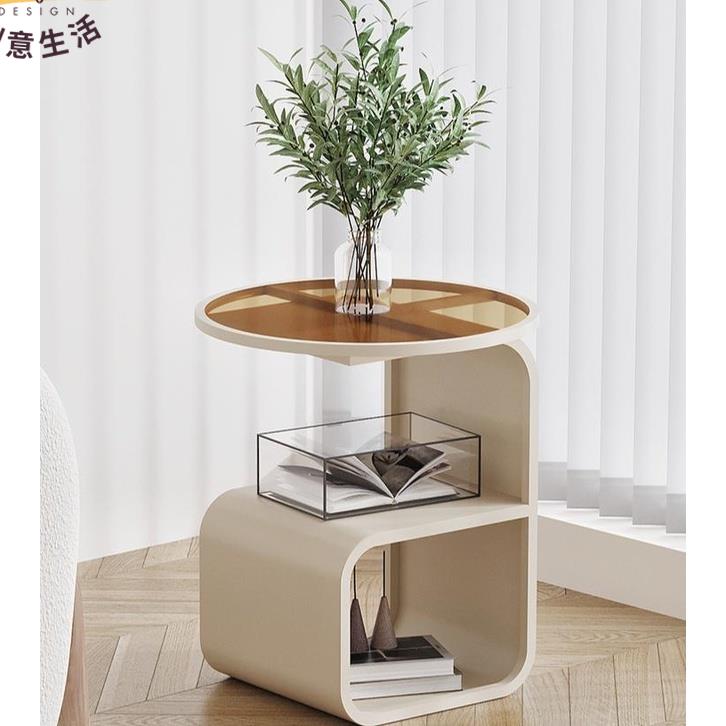 工廠直銷 輕奢鐵藝圓形茶幾 床頭櫃現代櫃子 臥室簡約玻璃床頭櫃子 置物架子 小戶型家用床邊櫃新店開業 全館折扣 售後保障 優選/免運