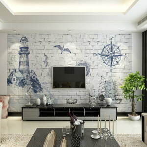 地中海風格電視背景墻布客廳3d立體現代歐式海洋臥室裝飾墻紙壁畫