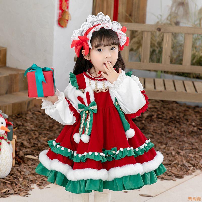聖誕節洛麗塔公主裙兒童加絨2023新款宮廷風生日拜年女寶禮服洋裝