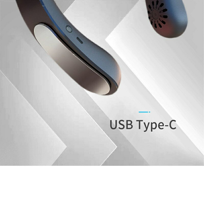 跨境專供升級款懶人戶外學生新款迷你風扇LED燈光掛脖子製冷風扇 1