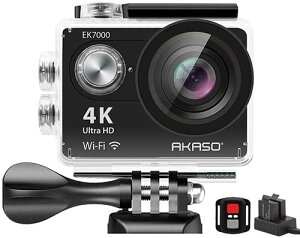 AKASO【美國代購】4K WiFi 運動攝影機 12MP超高畫質防水170度廣角EK7000 - 黑色