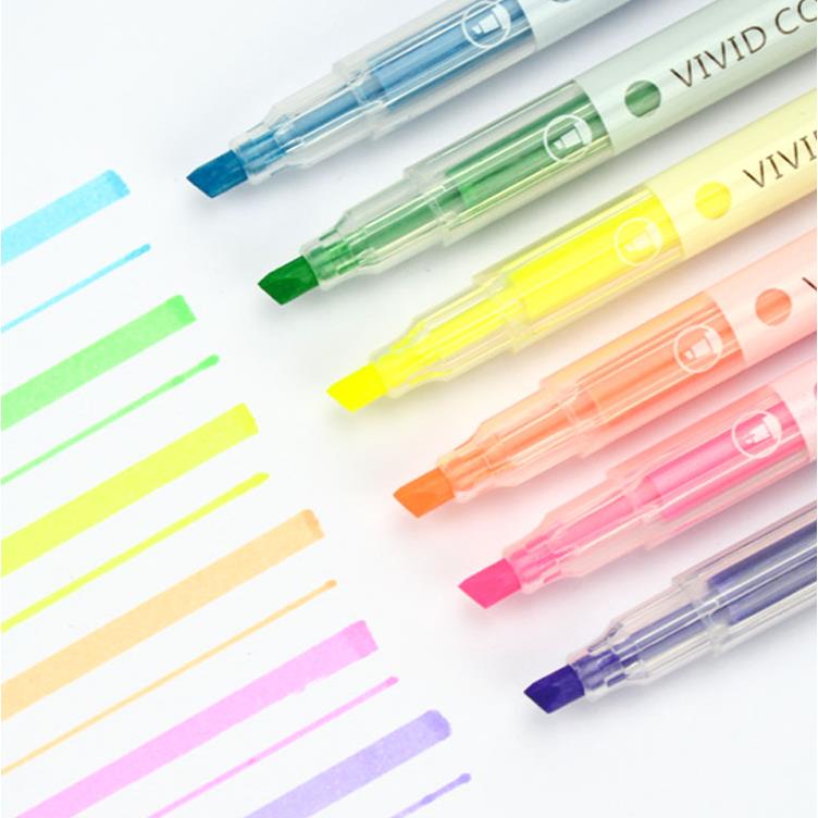 【6支裝】熒光筆標記筆學生用記重點記號筆彩色瑩光銀光做筆記【不二雜貨】 1