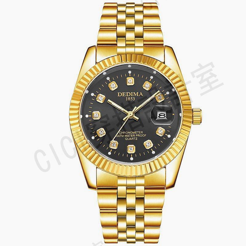 時尚鋼帶男手錶 新款防水手錶 高檔金錶男錶 夜光日曆間金手錶男生【亞德機械五金家居】 5