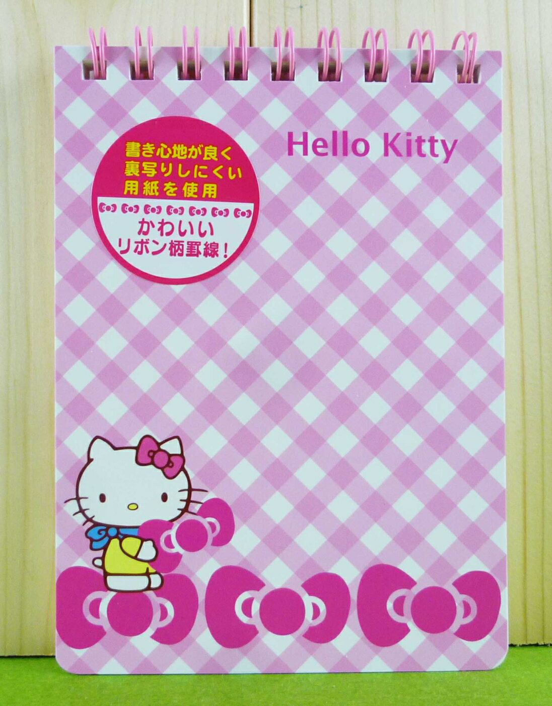 【震撼精品百貨】Hello Kitty 凱蒂貓 筆記本 粉格蝴蝶結【共1款】 震撼日式精品百貨