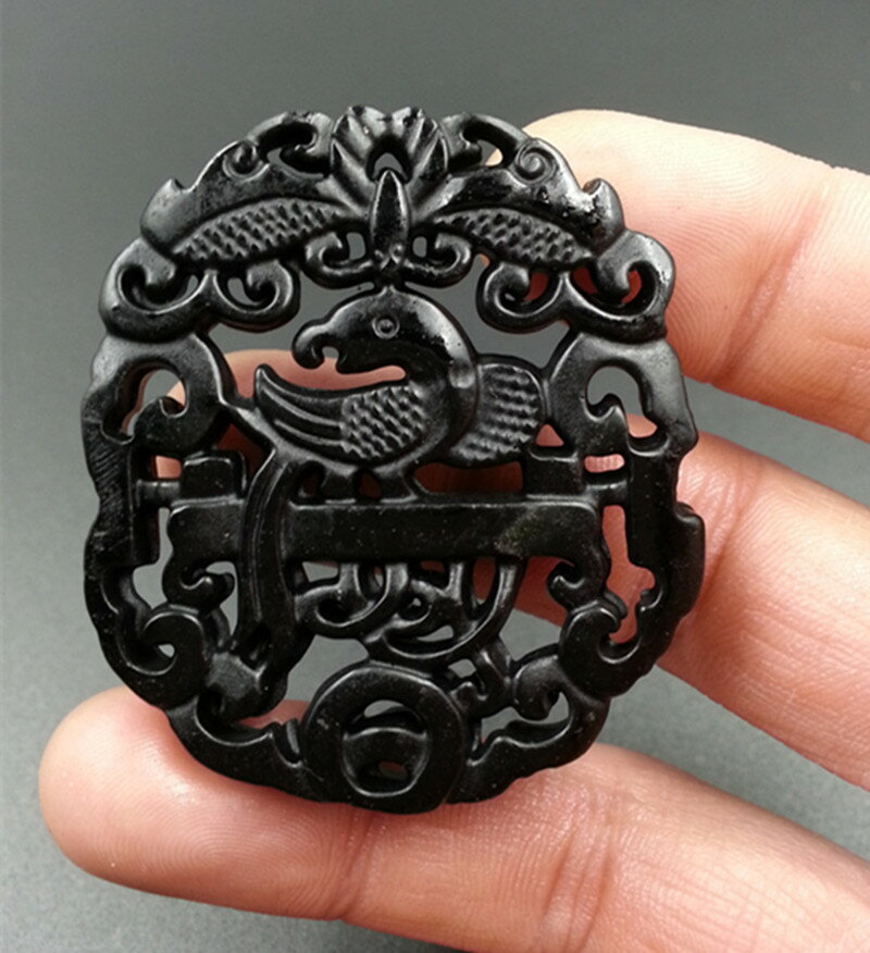 新品促銷 A貨天然玉石新疆和田墨玉鏤空玉掛件吊墜
