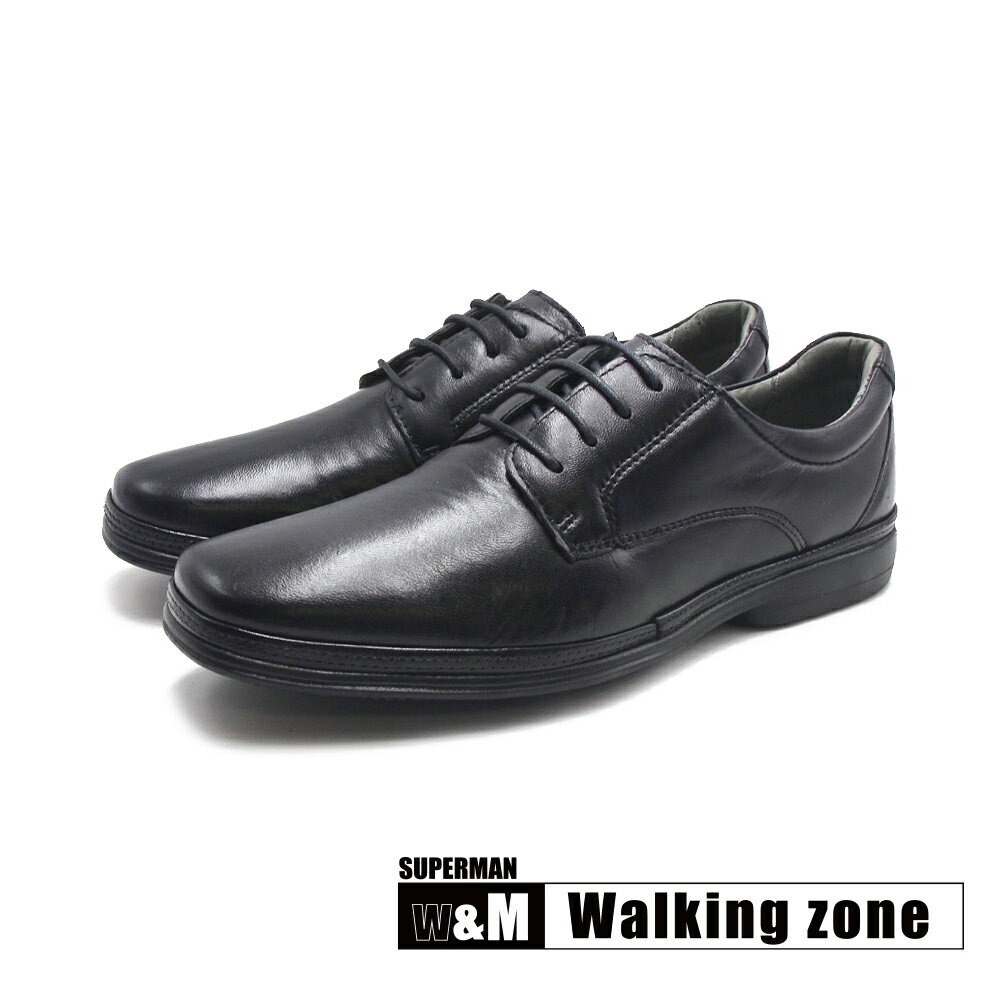WALKING ZONE(男)SUPERMAN系列 大方頭4孔正裝商務減壓皮鞋 男鞋-黑色