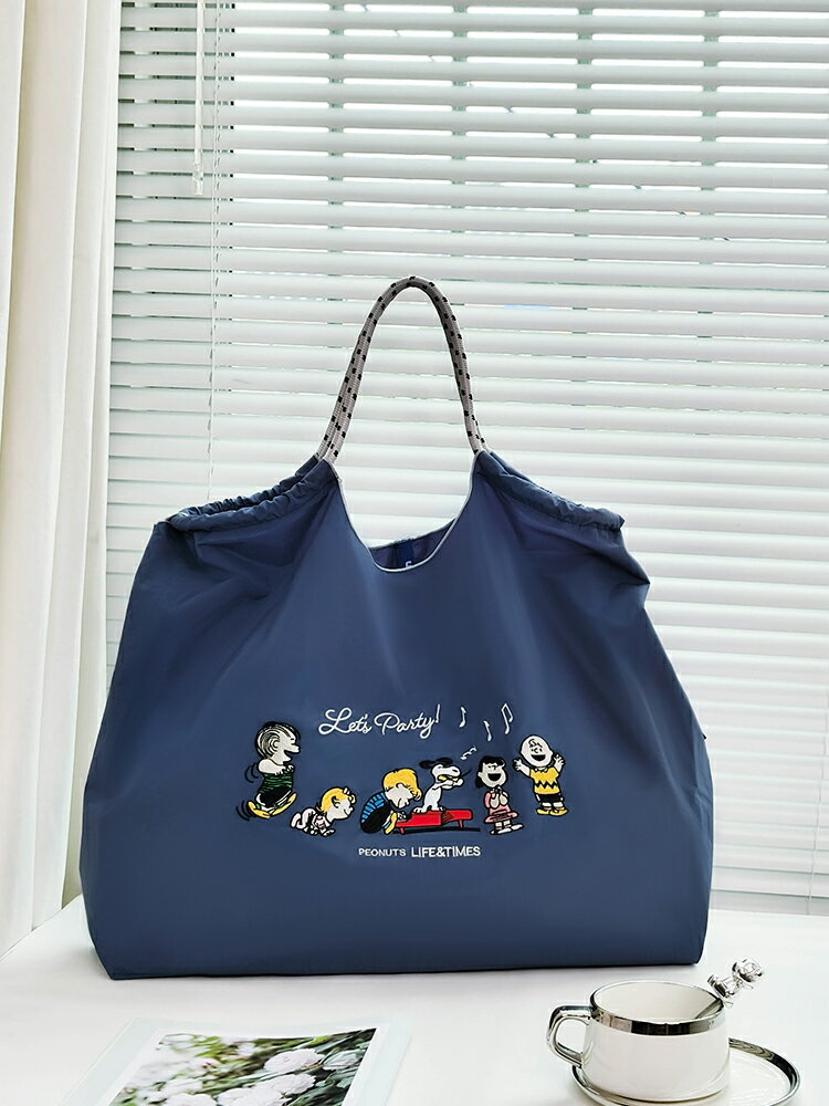 史努比帆布包 刺繡購物袋 單肩斜背包 ball chain同款 亞麗刺繡 日常購物 通勤外出 環保收納 史努比粉絲