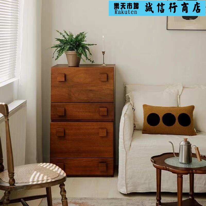 復古實木鬥櫃客廳電視櫃卡門櫃組合櫃臥室小戶型靠牆床頭櫃抽屜櫃