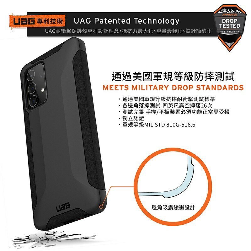 【UAG】Galaxy A52 耐衝擊保護殼 黑 美國軍規 防摔殼 手機殼 強強滾