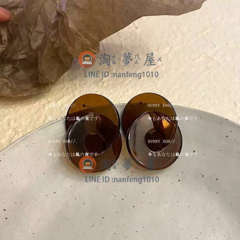 耳飾耳環法式幾何元素拼接茶色圓環簡約設計感女 淘夢屋 淘夢屋 樂天市場rakuten 耳飾耳環法式幾何元素拼接茶色圓環簡約設計感女 淘夢屋 淘夢屋 樂天市場rakuten