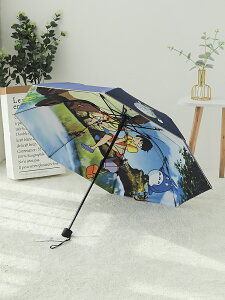 可愛卡通龍貓創意雙層太陽傘三折疊晴雨傘兩用加固防風防曬遮陽傘
