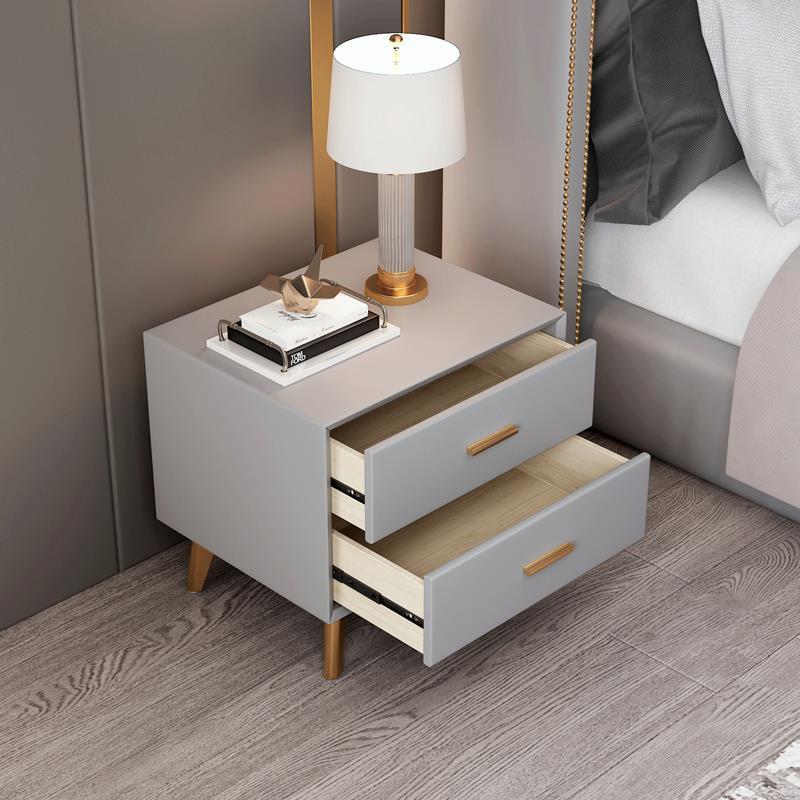 簡約床頭櫃輕奢北歐風皮質ns簡易免安裝迷你實木窄儲物櫃