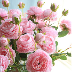仿真西洋玫瑰牡丹花束長支落地干花客廳家居擺設假花婚慶花藝裝飾