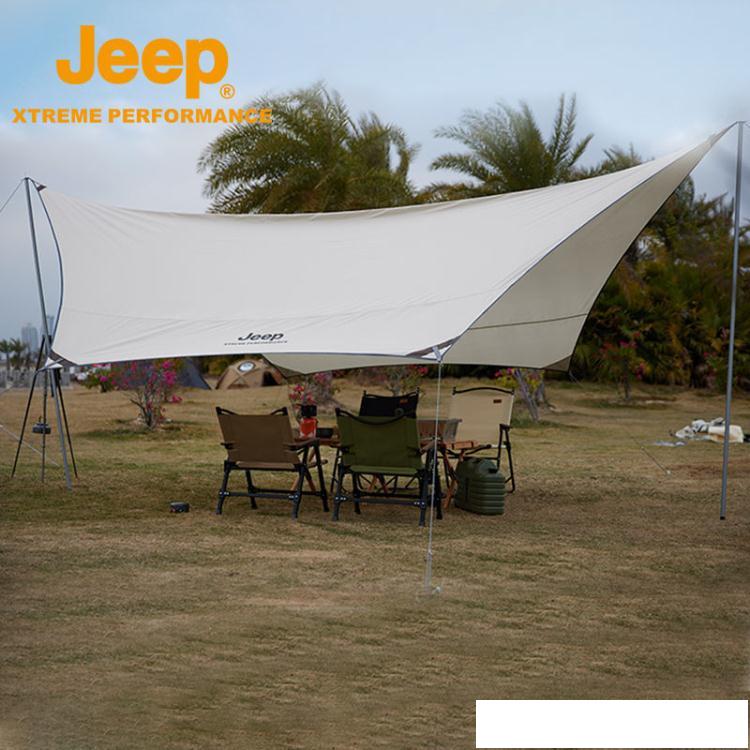 帳篷 JEEP吉普戶外旅行便攜式6角天幕露營遮陽野餐防曬防雨蓬沙灘蓬