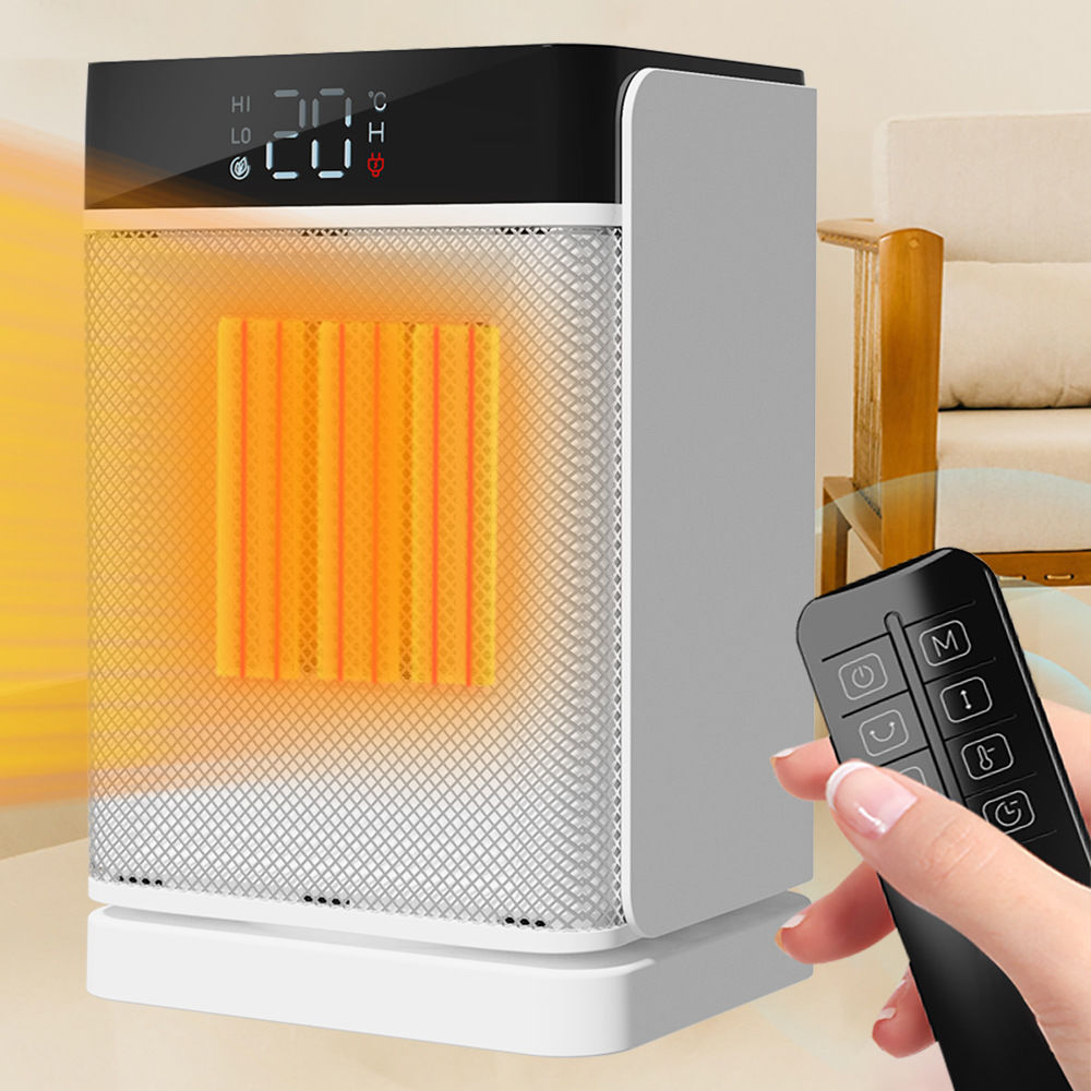 跨境智慧恆溫搖頭暖風機家用桌面110V遙控取暖器小型速熱冷暖風扇