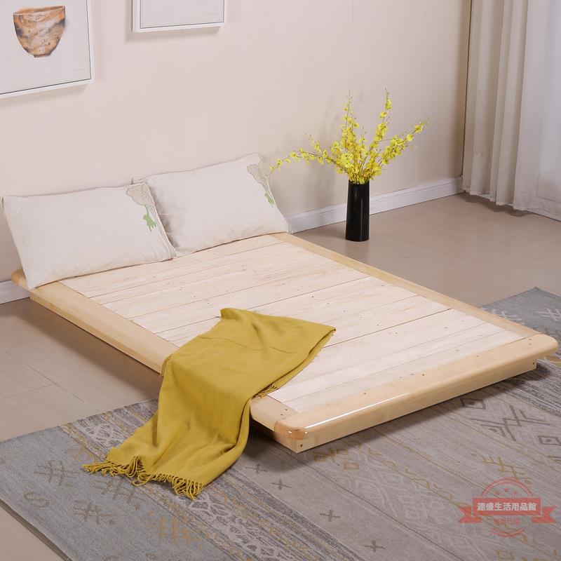實木床架榻榻米硬板排骨架現代簡約單雙人床無床頭民宿小戶型定做