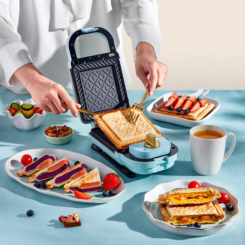 可打統編 韓國大宇電餅鐺家用雙面加熱早餐機三明治機輕食機可拆洗華夫餅機 1