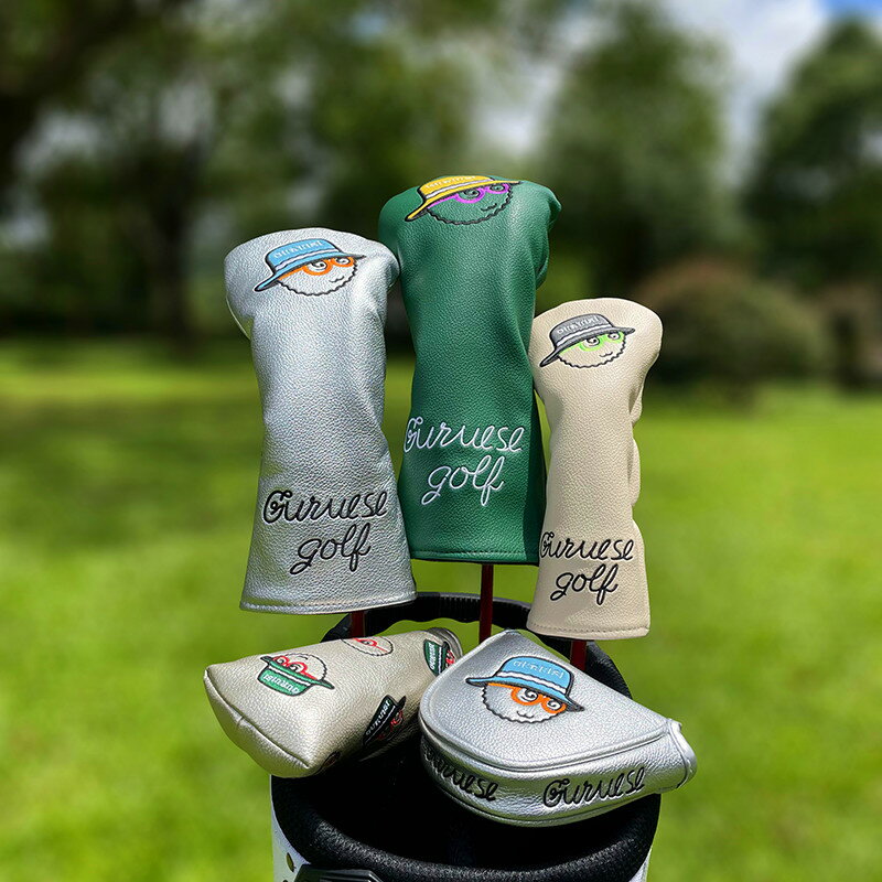 彩色漁夫帽高爾夫球桿套保護套1號木桿套鐵木桿桿頭套 golf推桿套
