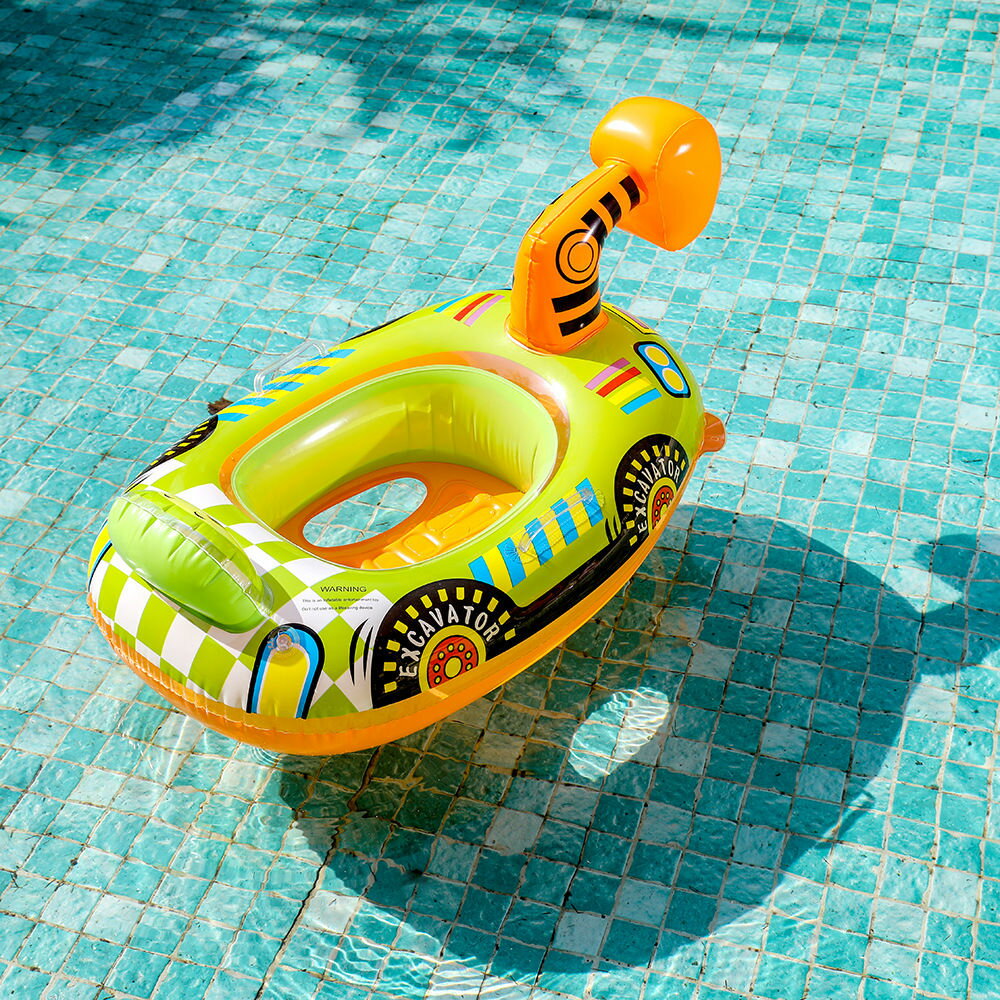 游泳圈 游泳坐騎充氣玩具球 汽車總動員兒童坐圈寶寶游泳圈卡通網紅挖掘機ins新款浮圈戲水