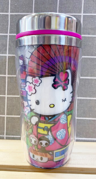 【震撼精品百貨】凱蒂貓 Hello Kitty 日本SANRIO三麗鷗 KITTY不鏽鋼保溫杯-和風#06750 震撼日式精品百貨
