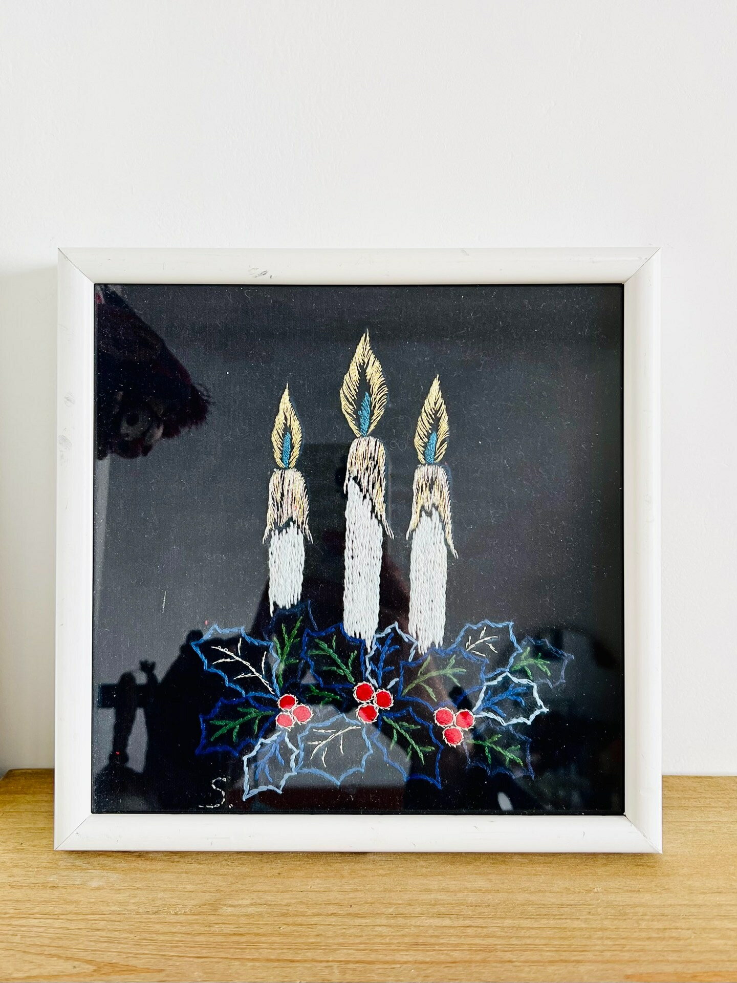日本中古 手工刺繡復古實木畫框壁掛裝飾掛飾