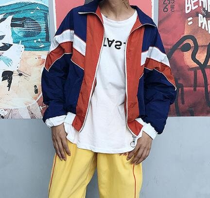 FINDSENSE Z1 韓國 時尚 潮 男 寬鬆 撞色條紋 風衣外套 夾克外套
