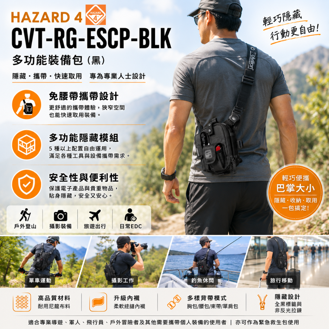 【軍用多功能裝備包】HAZARD 4 CVT-RG-ESCP-BLK 多功能裝備包(黑) 0