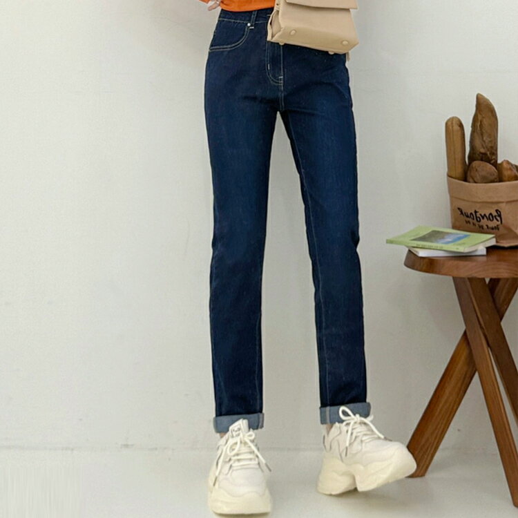 拉鍊反摺彈力褲(S-3L)【B370475】