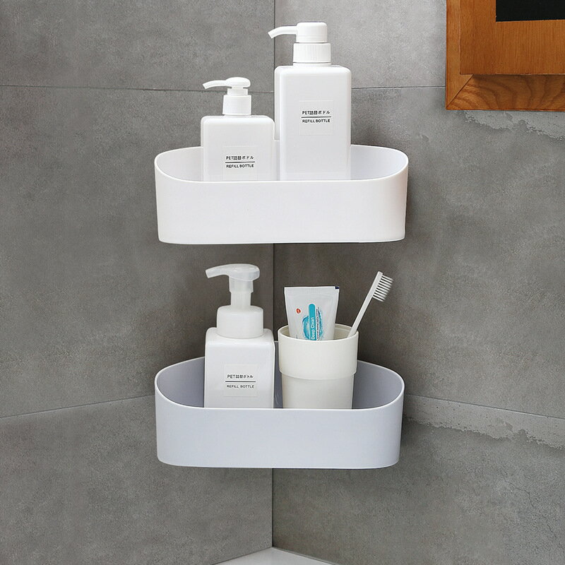 浴室衛生間置物架免打孔廁所洗手間洗漱臺墻上壁掛式三角收納架
