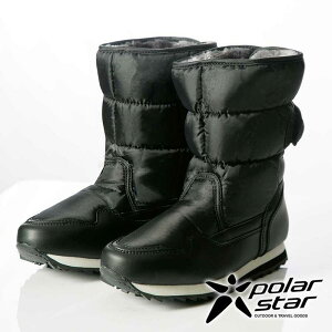 【PolarStar】女保暖雪鞋『黑』P13621 (冰爪 / 內厚鋪毛 /防滑鞋底)