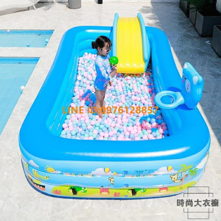 樂天精選~兒童充氣游泳池家用嬰兒寶寶游泳桶加厚大型洗澡池-青木鋪子