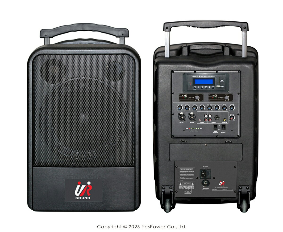 ＊來電大優惠＊PU-9S60(2NB) UR Sound 180W 藍芽/USB/SD 移動式無線藍芽擴音機 雙頻道