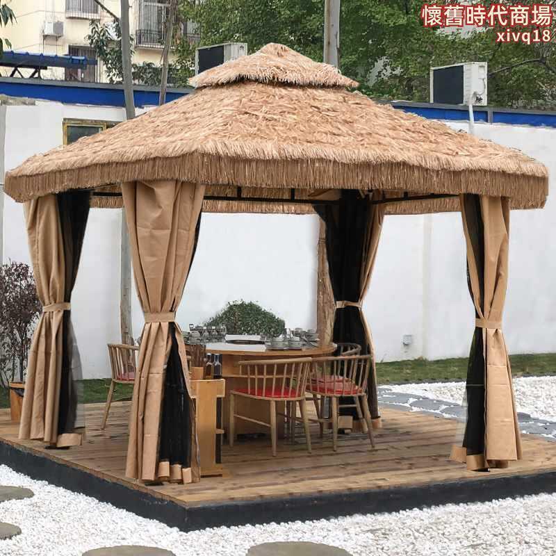 農家樂餐飲亭子遮陽棚庭院帳篷戶外茅草涼亭雨棚室外擺攤四腳大傘