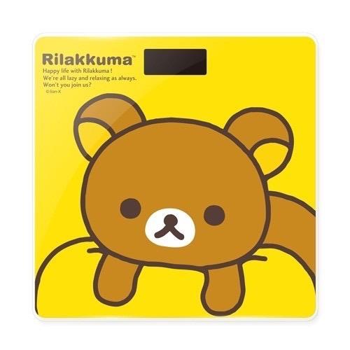 【正版授權】Rilakkuma拉拉熊 玻璃鏡面數位液晶電子體重機 精準體重機-黃抱枕