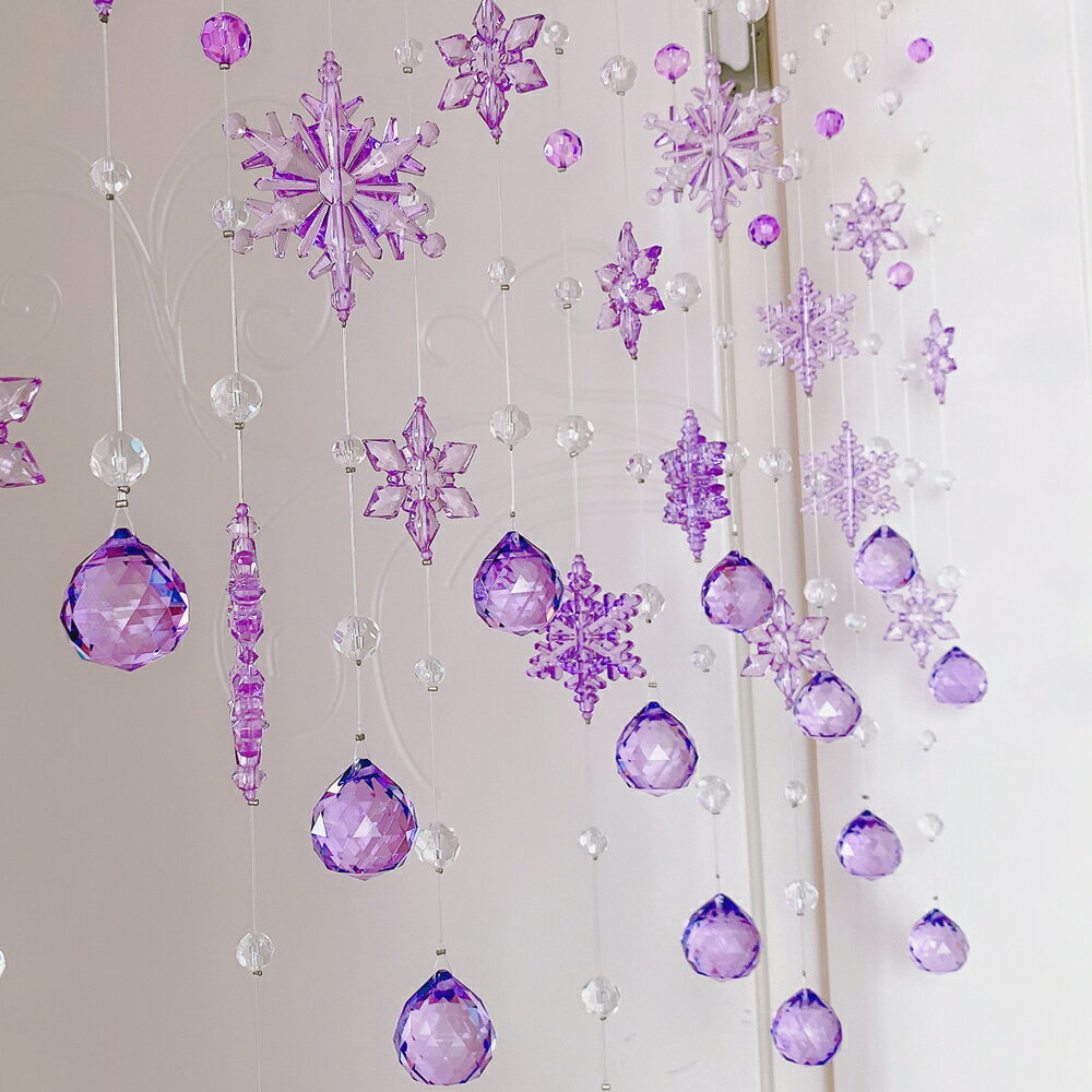 珠簾 風水門簾 門簾 輕奢現代雪花水晶珠簾風水衛生間門簾客廳玄關隔斷簾北歐裝飾掛簾『cyd20140』 5