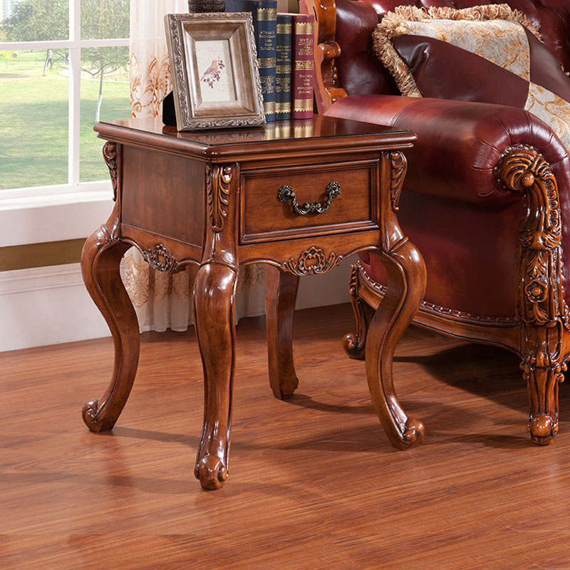 歐式角幾客廳小茶幾方幾邊幾美式風格復古沙發桌實木藝術簡約家具