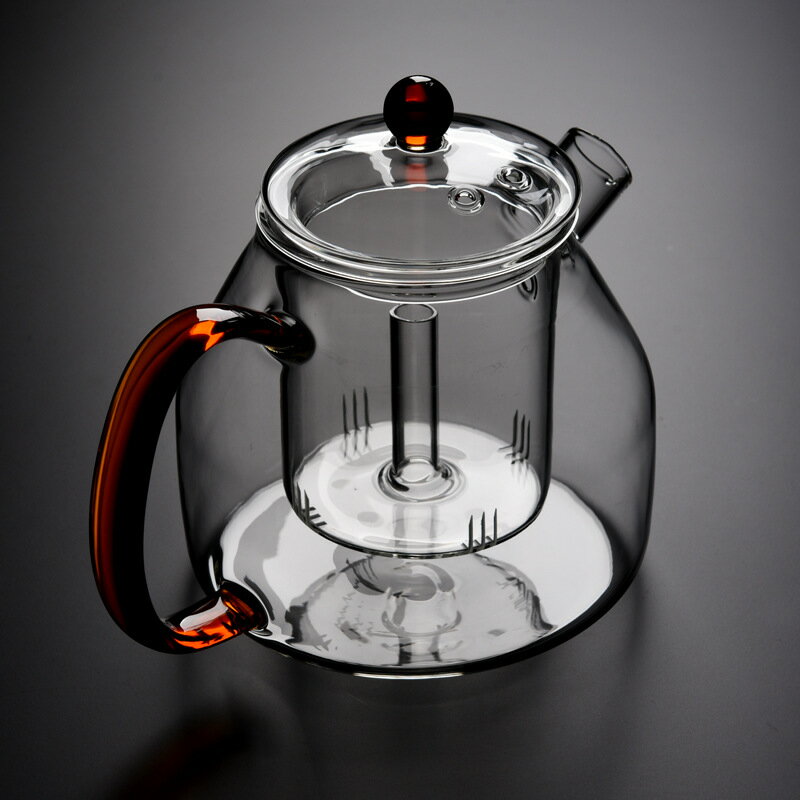 優樂悅~高硼硅玻璃蒸茶壺家用大容量茶壺燃氣加熱大號燒水壺短嘴煮茶壺手沖壺 茶壺