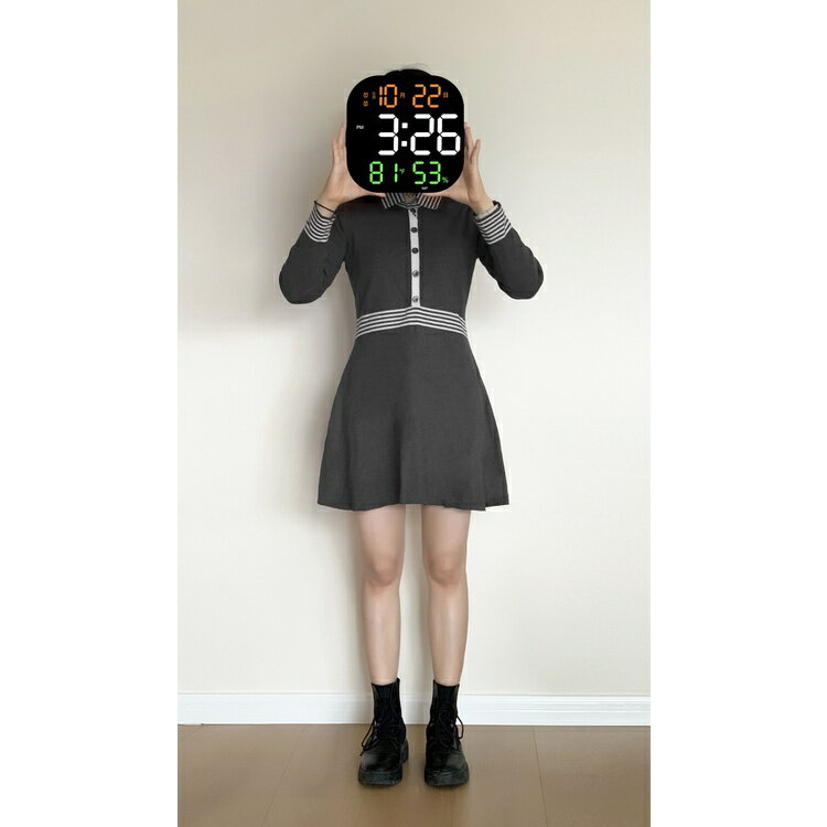 大屏高清時鐘 多功能掛鐘 方形LED彩色鍾 大號電子鐘掛牆 鬧鐘 客廳倒數計時器 房掛鐘 1