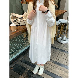 翻領純色襯衫連衣裙