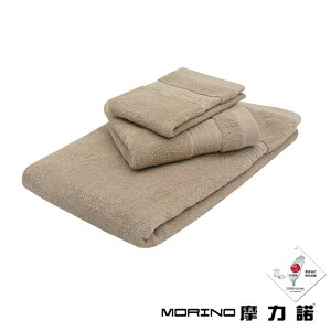 Morino美國棉五星級緞檔方毛浴巾禮盒組(卡其)