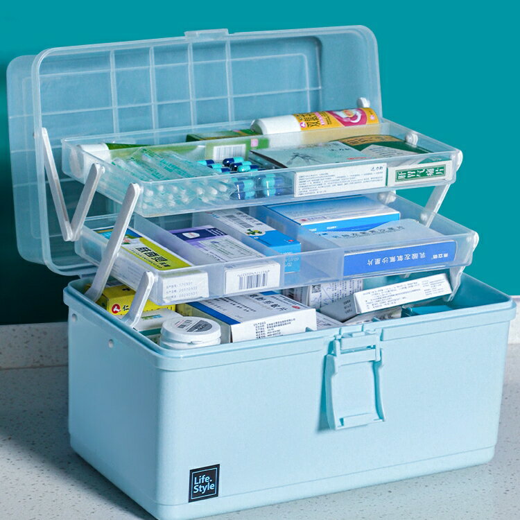 藥箱家庭裝醫療急救出診家用大容量藥盒收納醫護箱小號藥品醫藥箱【摩可美家】