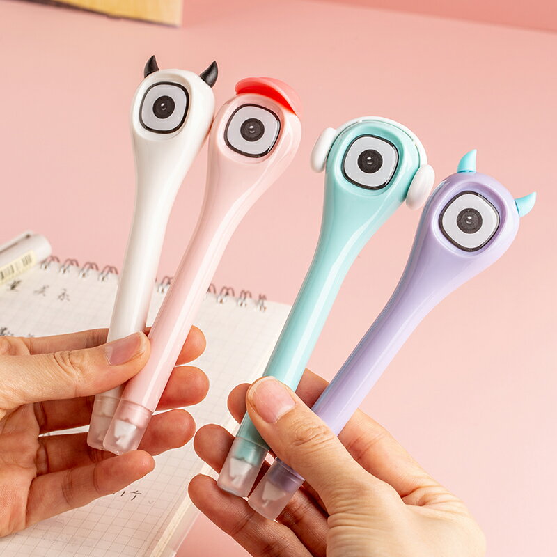 創意筆式修正帶塗改帶網紅大眼怪筆形修改帶小型便攜學生用女創意可愛改正帶改錯帶少女心迷你修改帶文具